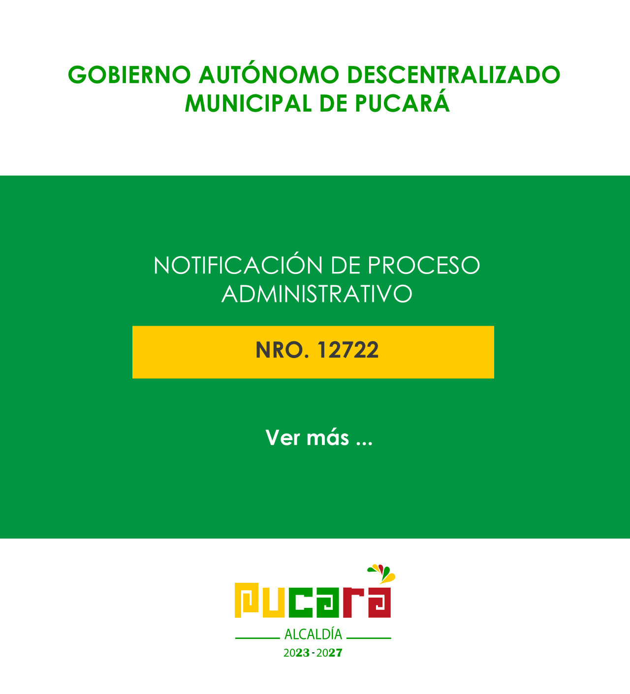 Notificación del proceso administrativo Nro. 12722