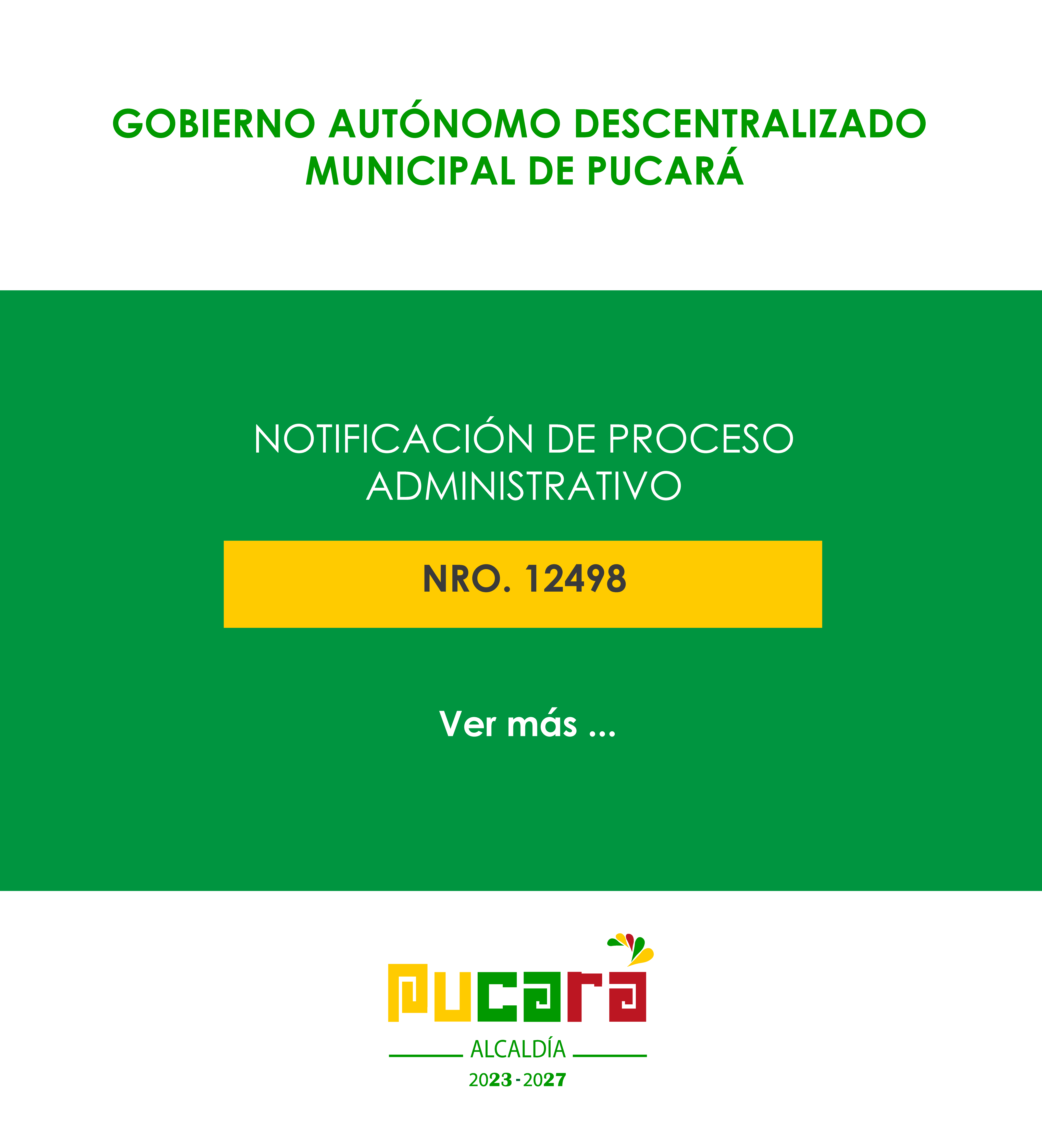 Notificación del proceso administrativo Nro. 12498